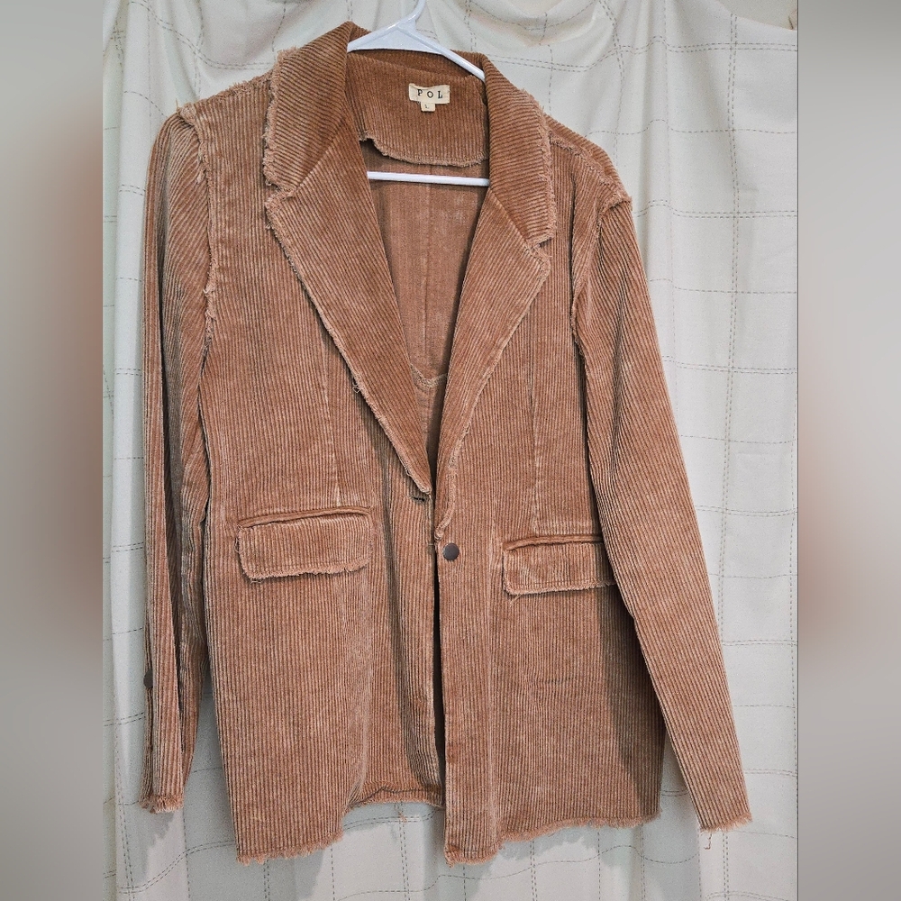 POL Corduroy Blazer Jacket in Light Brown